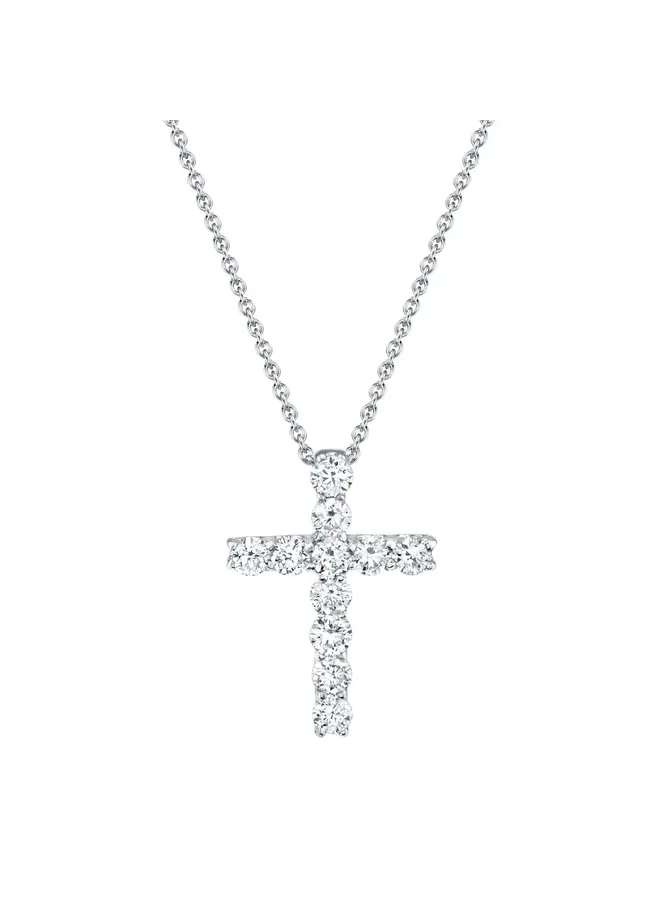 0.32ct 14KWG Diamond Cross Necklace