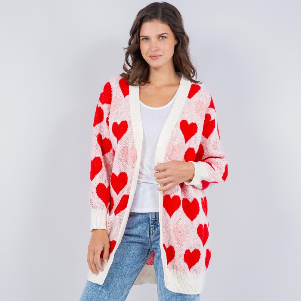 Heart Cardigan with Pearl Detailing - - ivory & birch