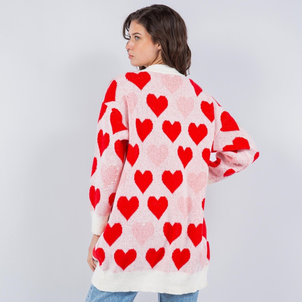 Heart Cardigan with Pearl Detailing - - ivory & birch