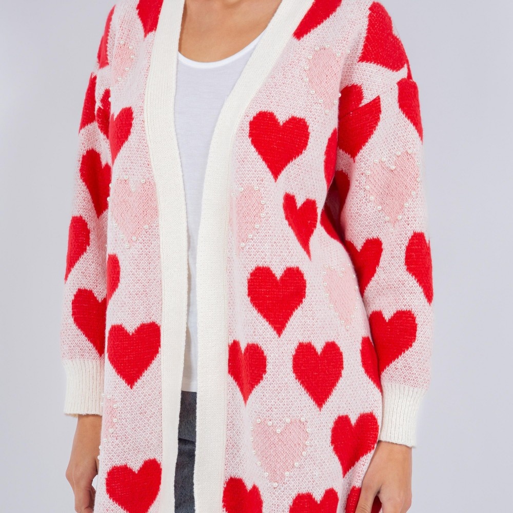 Heart Cardigan with Pearl Detailing - - ivory & birch