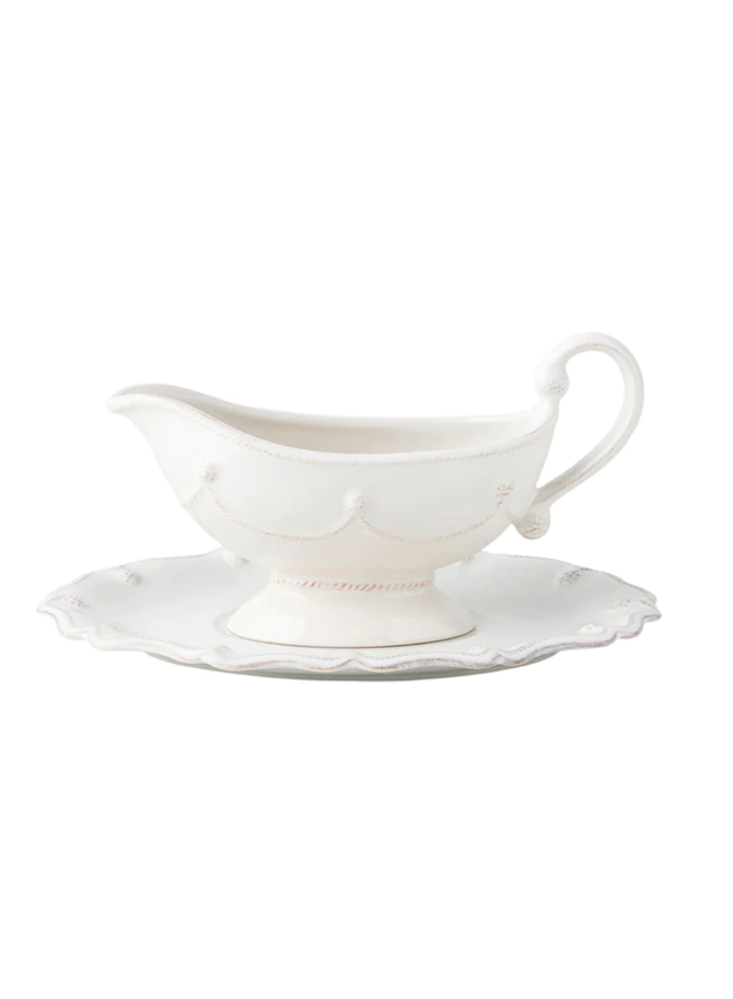 Berry & Thread Sauce Boat and Stand - Whitewash