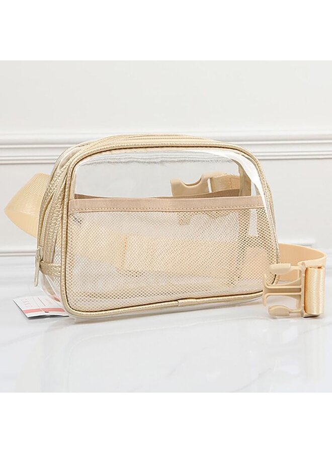 Clear Crossbody Belt Bag With Faux Leather Trim