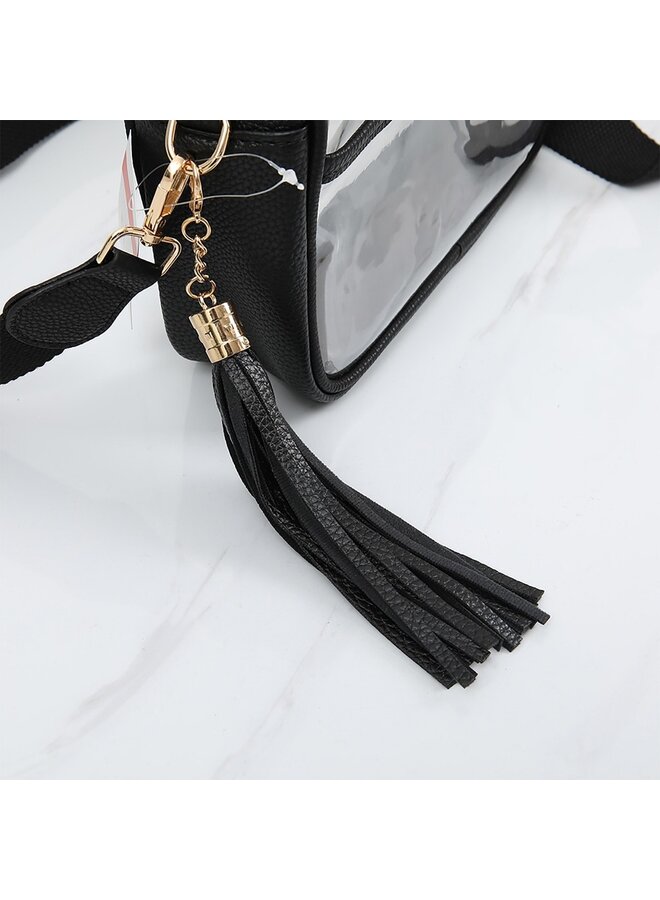 Clear Crossbody Bag with Tassel -