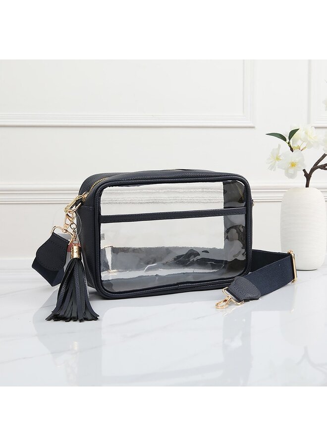 Clear Crossbody Bag with Tassel -