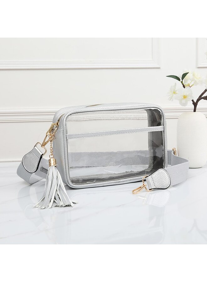 Clear Crossbody Bag with Tassel -