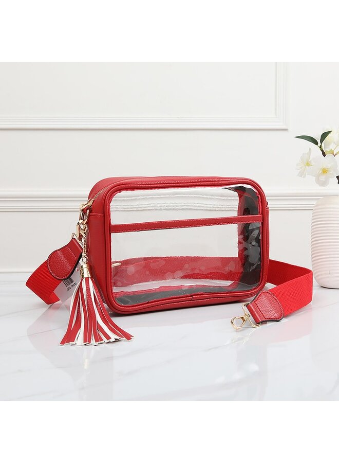 Clear Crossbody Bag with Tassel -