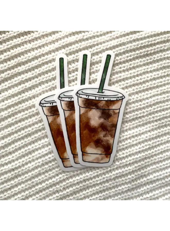 Iced Coffee Sticker 4x2in.