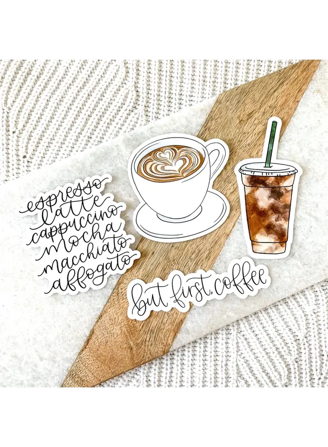 Iced Coffee Sticker 4x2in.