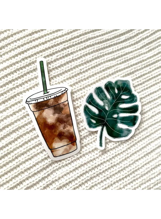 Iced Coffee Sticker 4x2in.