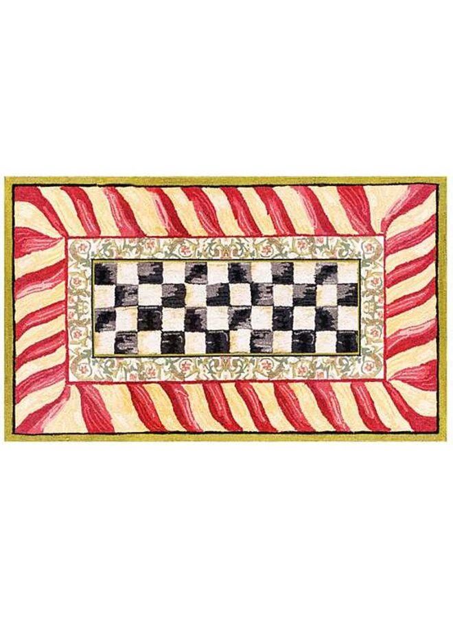 Courtly Check Washable Rug - Red & Gold 3' x 5'