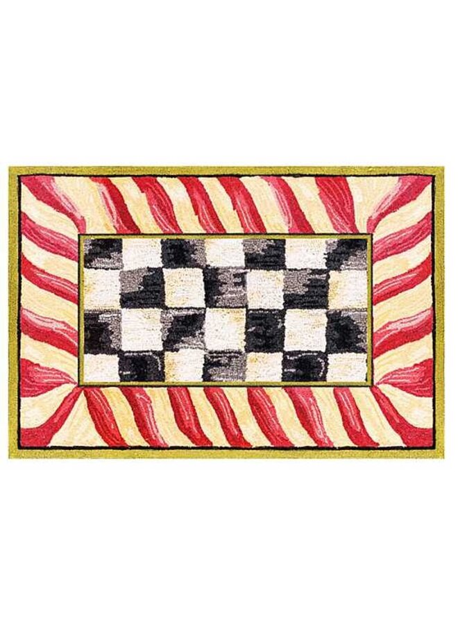 Courtly Check Washable Rug - Red & Gold 2' x 3'