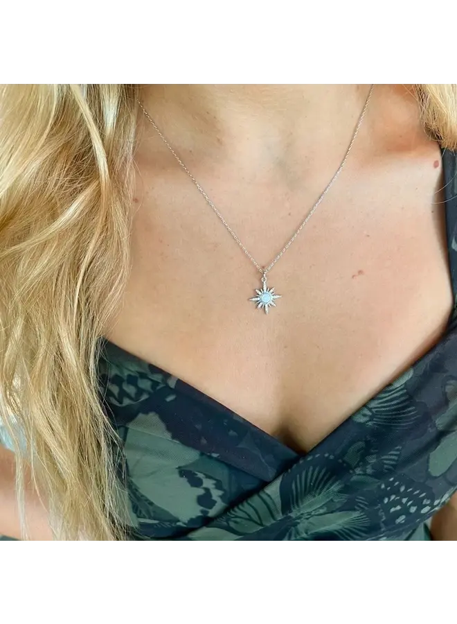 Silver Opal Starburst Necklace
