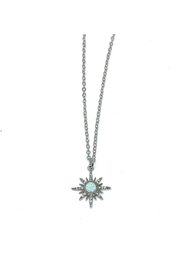 Opal Sun Pendant Stainless Steel Necklace – Charming Charlie