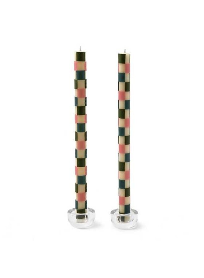 Check Dinner Candles Pastel - Set of 2
