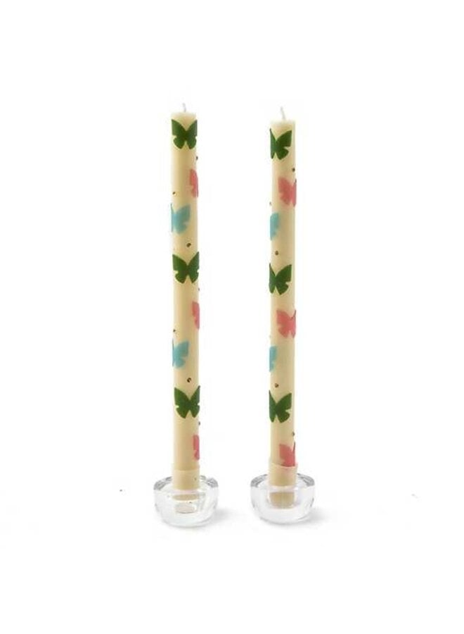 Butterfly Dinner Candles Pastel Set of 2