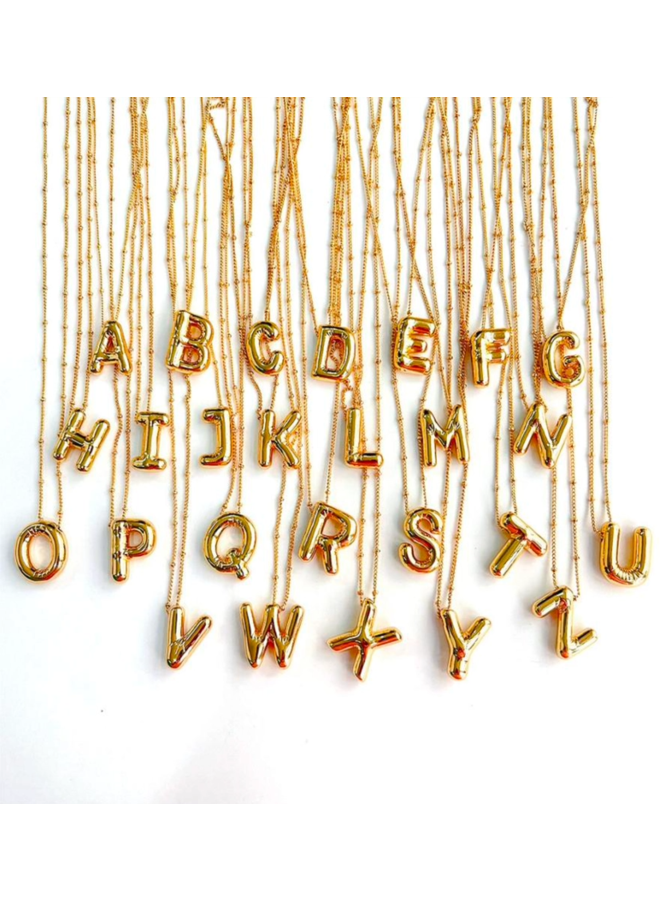 Initial Bubble Necklace Gold Filled