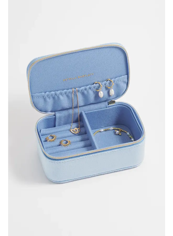 Blue Scattered Bees Velvet Mini Jewelry Box