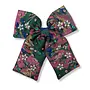 Green & Pink Brocade Bow Clip with Pearl Flowers