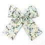 Light Blue & White Floral Barrette Bow with Crystals