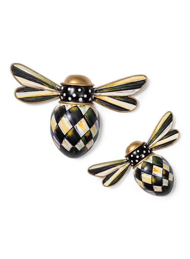 Courtly Check Outdoor Bee Wall Decor, Set of 2