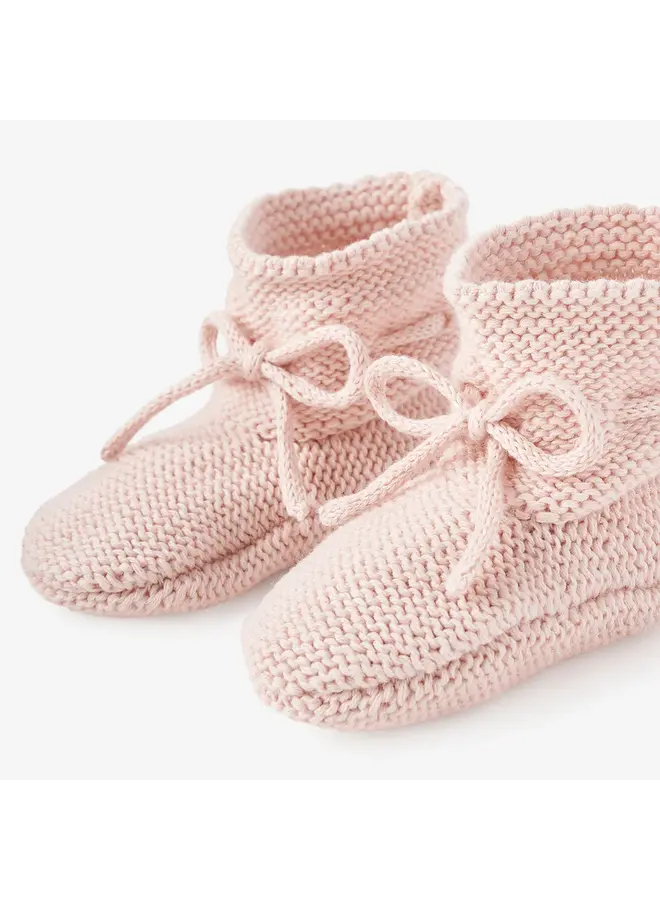 Garter Knit Booties Pink 0-12M
