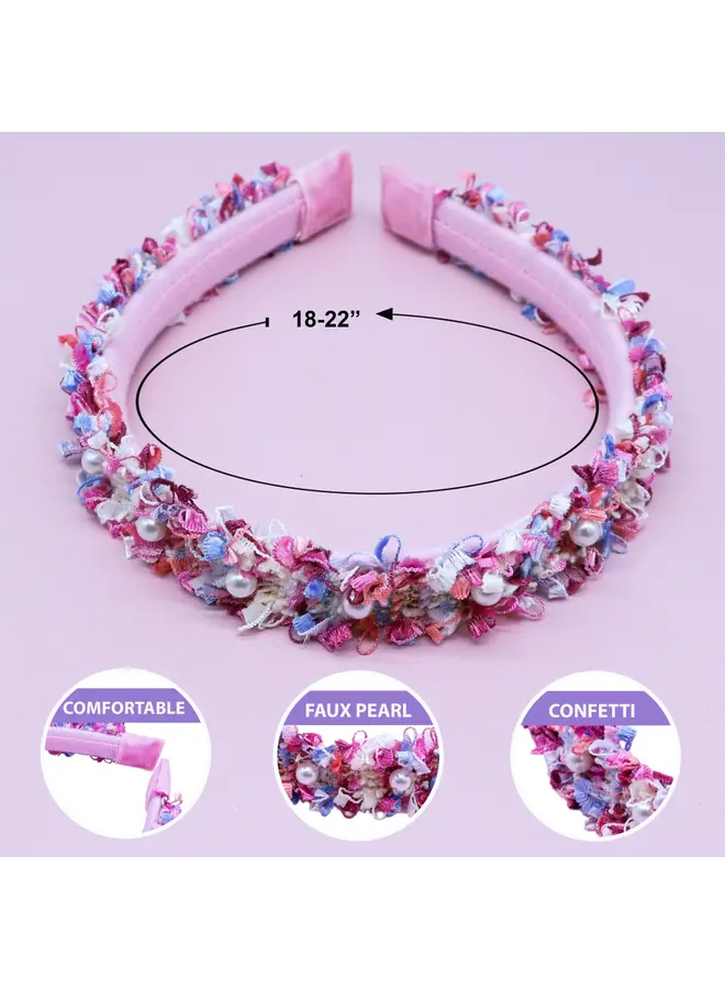 Confetti Pearl Headband - 2 Pack - Pink