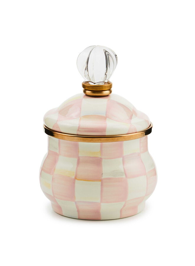 Rosy Check Enamel Lidded Sugar Bowl