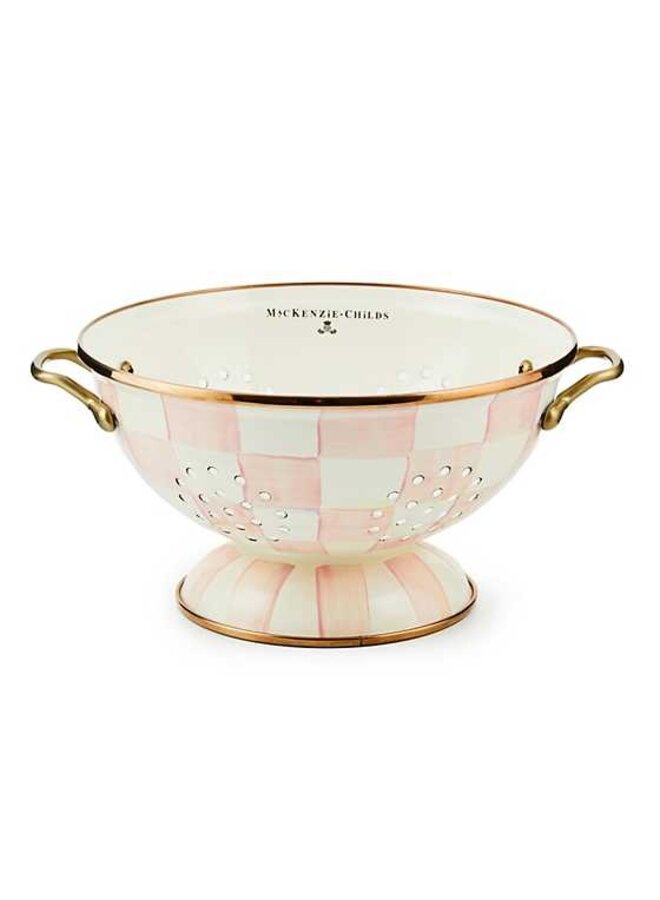 Rosy Check Enamel Colander - Large