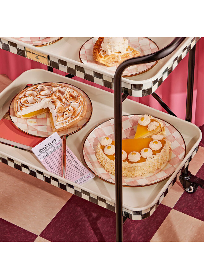 Rosy Check Enamel Serving Platter