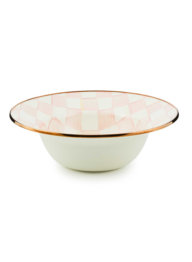 Rosy Check Enamel Serving Bowl