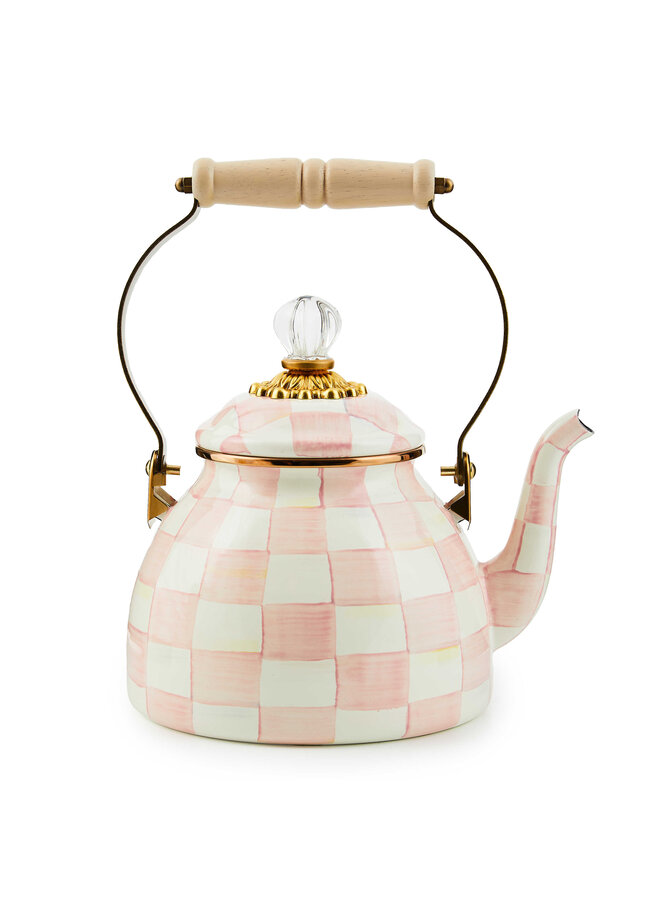 Rosy Check Enamel Tea Kettle - 2 Quart