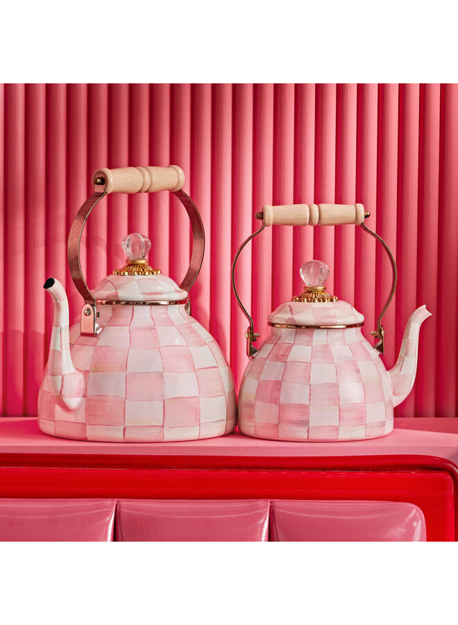 Rosy Check Enamel Tea Kettle - 2 Quart