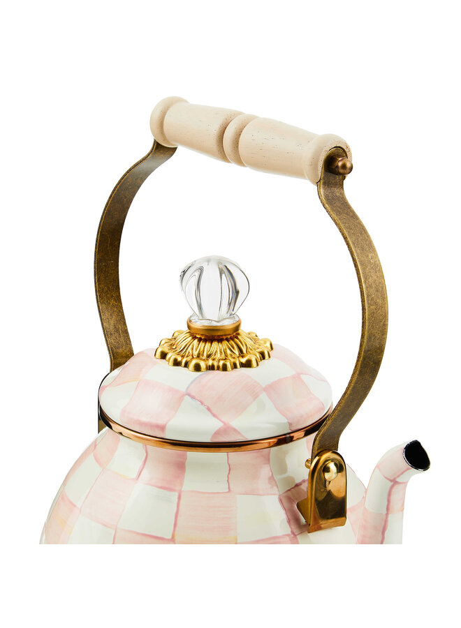Rosy Check Enamel Tea Kettle - 2 Quart