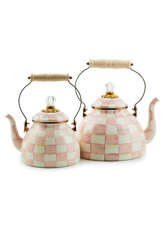 Rosy Check Enamel Tea Kettle - 2 Quart