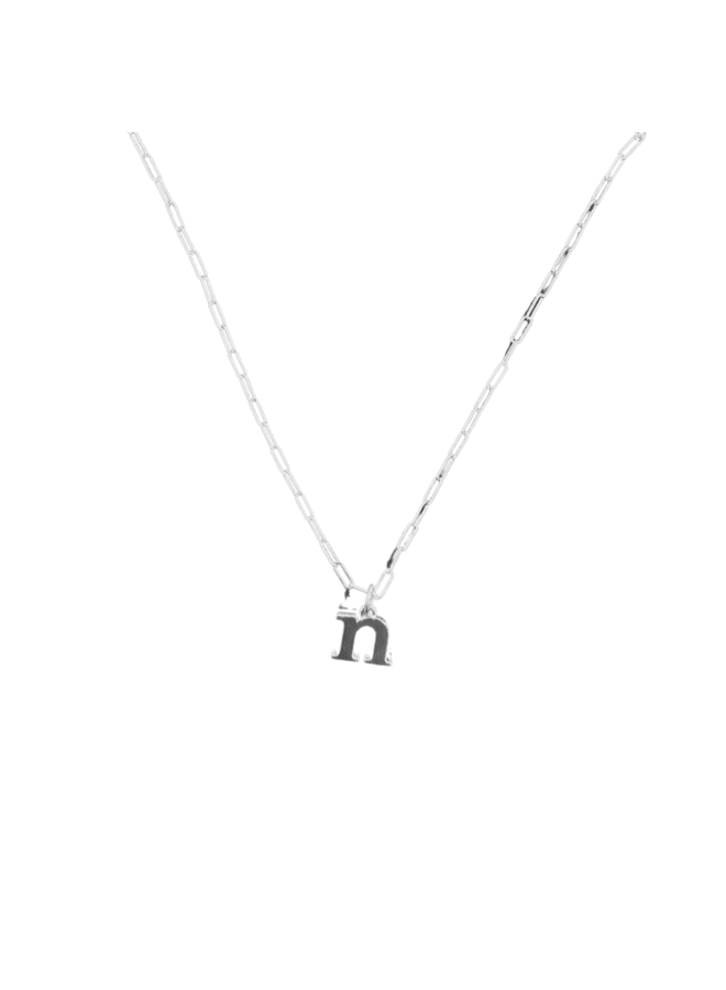 14KW LARGE LOWERCASE INITIAL WITH 18" SMALL RECTANGULAR LINK CHAIN - INITIAL n