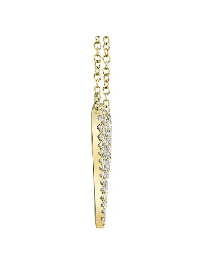 14K Yellow Gold and Diamond Pave Heart Necklace (.21ct/.55"L)