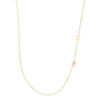 Personalized 14k Yellow Mini Double Initial Side Necklace -  C, K