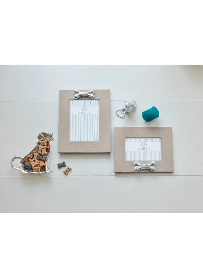 Natural Linen with Dog Bone 5x7 Frame Vertical