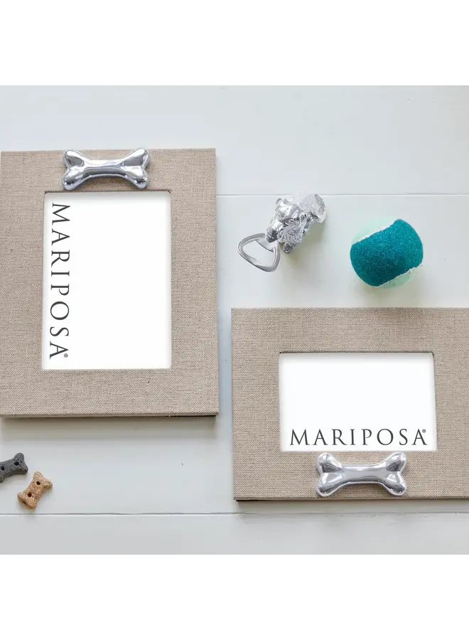 Natural Linen with Dog Bone 5x7 Frame Vertical