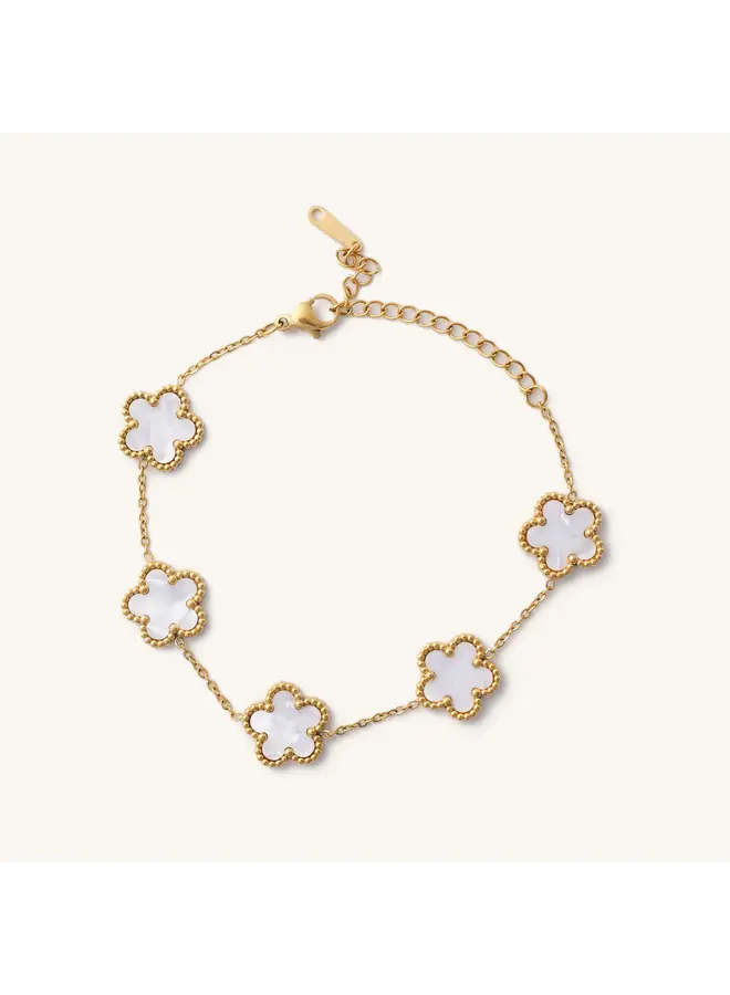 White Shell Flora Bracelet - Gold