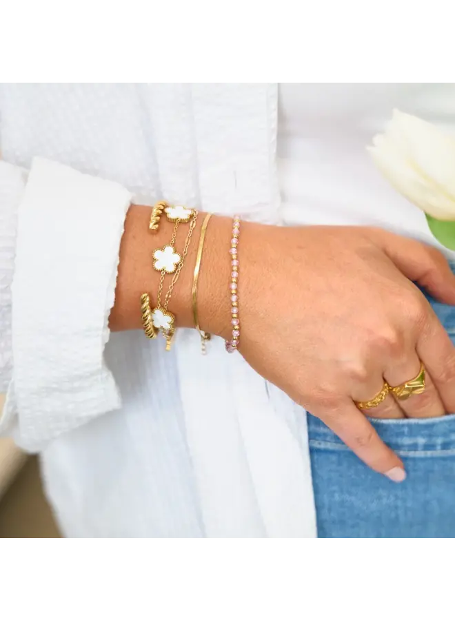 White Shell Flora Bracelet - Gold