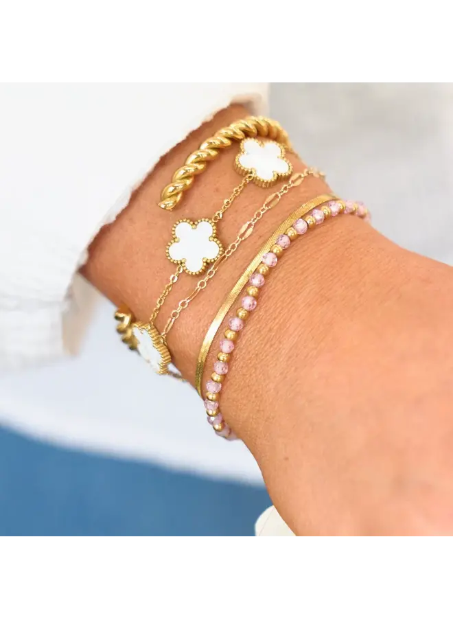 White Shell Flora Bracelet - Gold