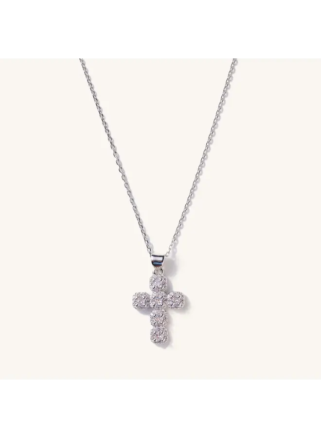 Diamond Cross Adjustable Necklace Silver