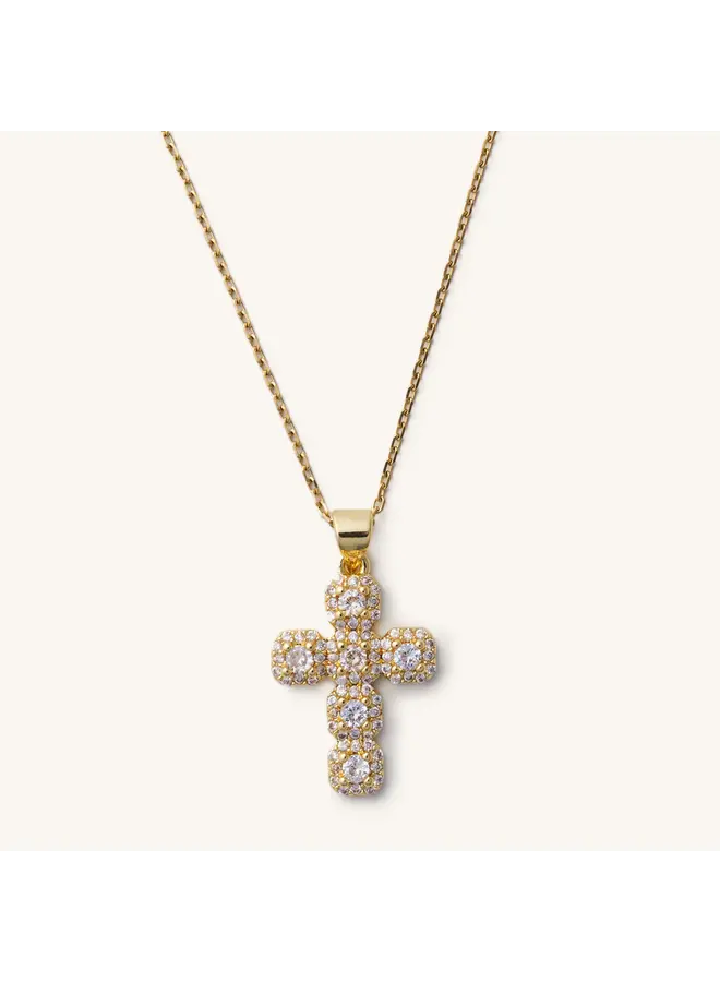 Diamond Cross Adjustable Necklace Gold