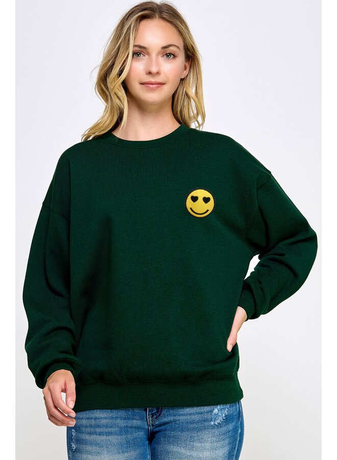 Fleece Smiley Oversized Sweatshirt