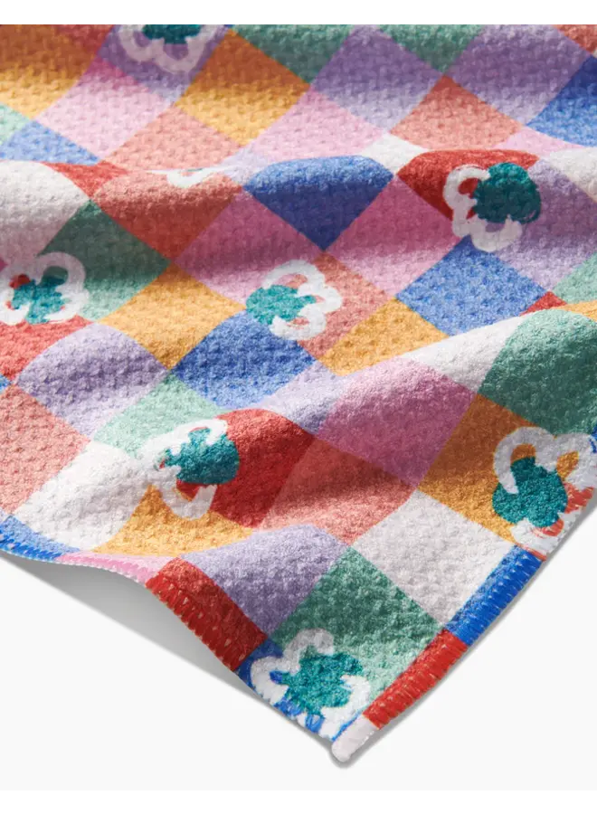 Floral Checks Tea Towel