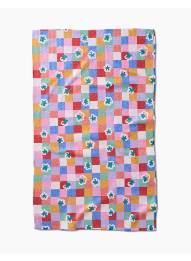 Floral Checks Tea Towel