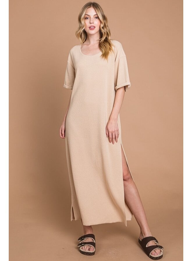 Short Sleeve Thermal Maxi Dress