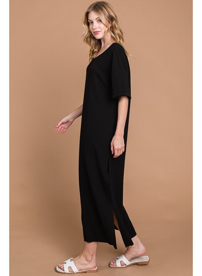 Short Sleeve Thermal Maxi Dress