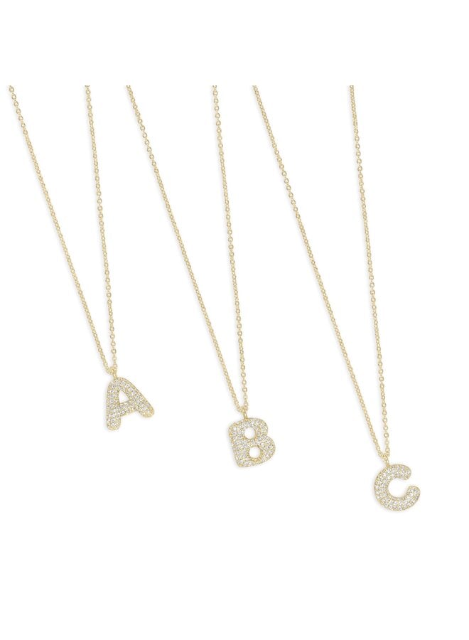 Bubble Letter Necklace Rhinestone